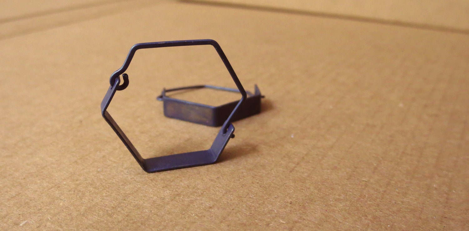 Mini Oxidized Silver Hexagonal Earrings