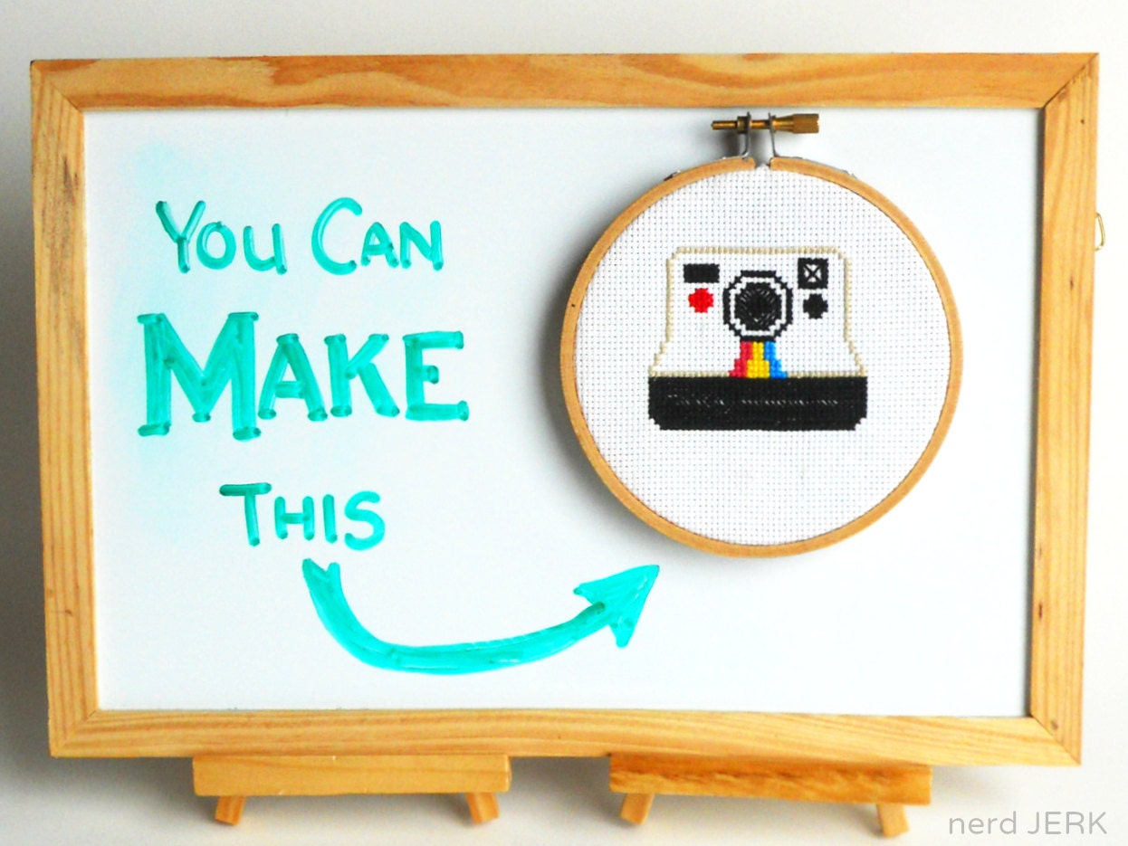 DIY Nerdy Cross-Stitch Kit - POLAROID 005- Complete with Geeky Beginner Embroidery Tutorial