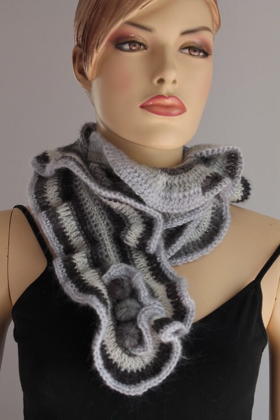 Ruffle Scarf  in shades of  Gray