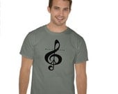 Fashion Stone Green T Shirt Music Peace Sign Black Moss Treble Clef Rock Roll Cool Edgy Happy Fun Men Women Urban Musicians For Him or Her