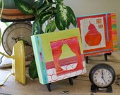 Colorful Pear ORIGINAL mixed media collage