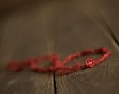 JANE. Cranberry Red. Halo Headband. Tieback. Tiny Flower. Newborn Photography Prop. Yarn.