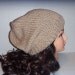 Slouchy Beanie Knitted Hat in Tan Taupe Linen Color for Man or Woman