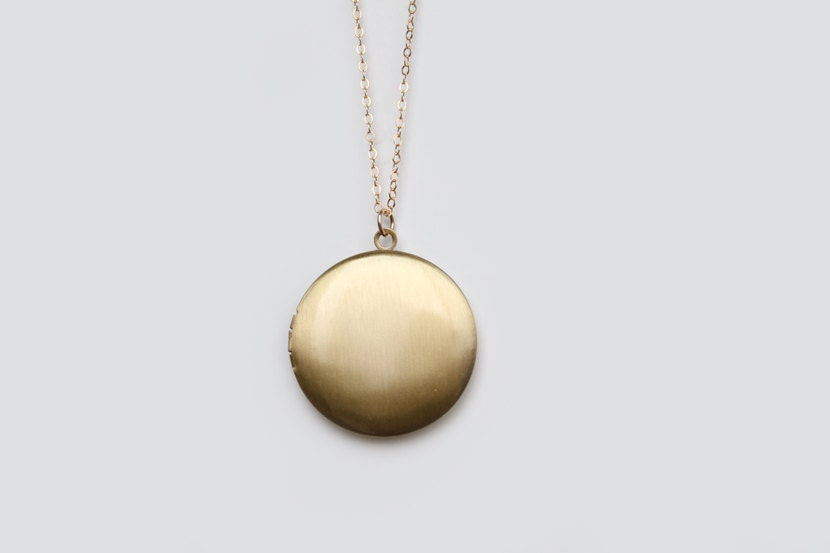 Vintage Brass Locket Necklace - 30 inch