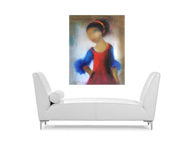 Figure, oil on canvas 24x30"  Original oil on canvas painting in red and blue