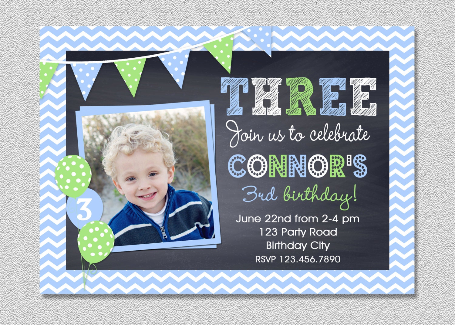 Chalkboard Birthday Party Invitation , Chalkboard Chevron Invitation Il_570xn