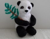 Panda Bear needle felted animal  fiber art sculpture