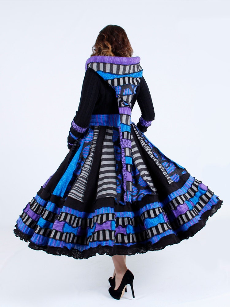Go Ask Alice - Custom Sized Purple and Blue Sweater Coat
