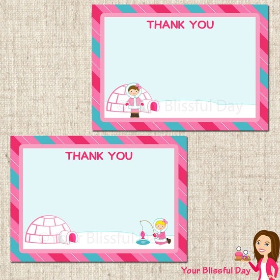 PRINTABLE Arctic Girl Party Thank You Cards (Character of your choice) Il_570xn