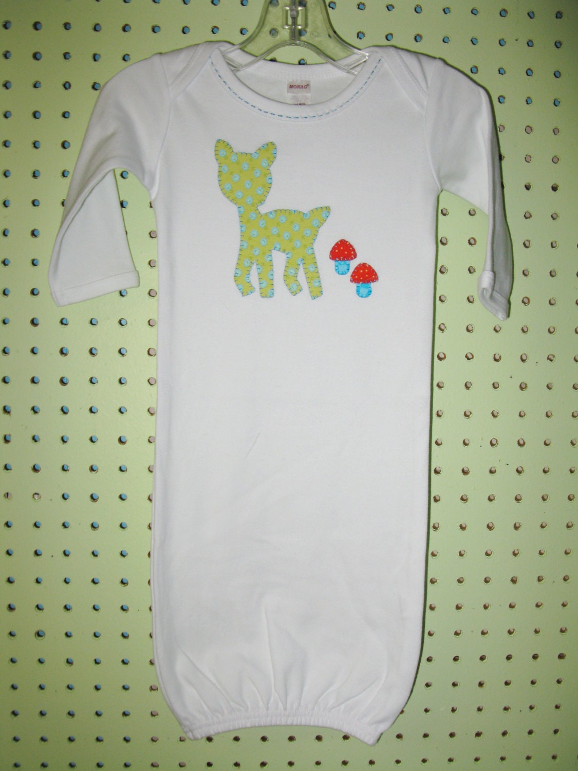 Appliqued Deer with Handy Embroidery Baby Gown