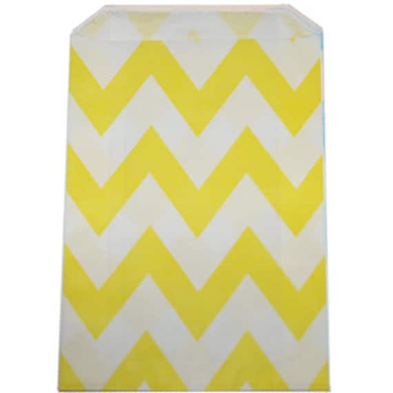 Chevron Yellow Goodie Favor Treat Bags - Qty 12 Il_570xn