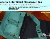Made to Order SMALL Messenger Bag for MtG or other Trading Card Game Deck and Accessory Storage with 2 Specialty Deck Pockets