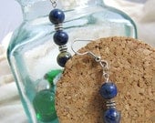 Horseshoes and Hand Grenades earrings: lapis lazuli, pewter (free US shipping)