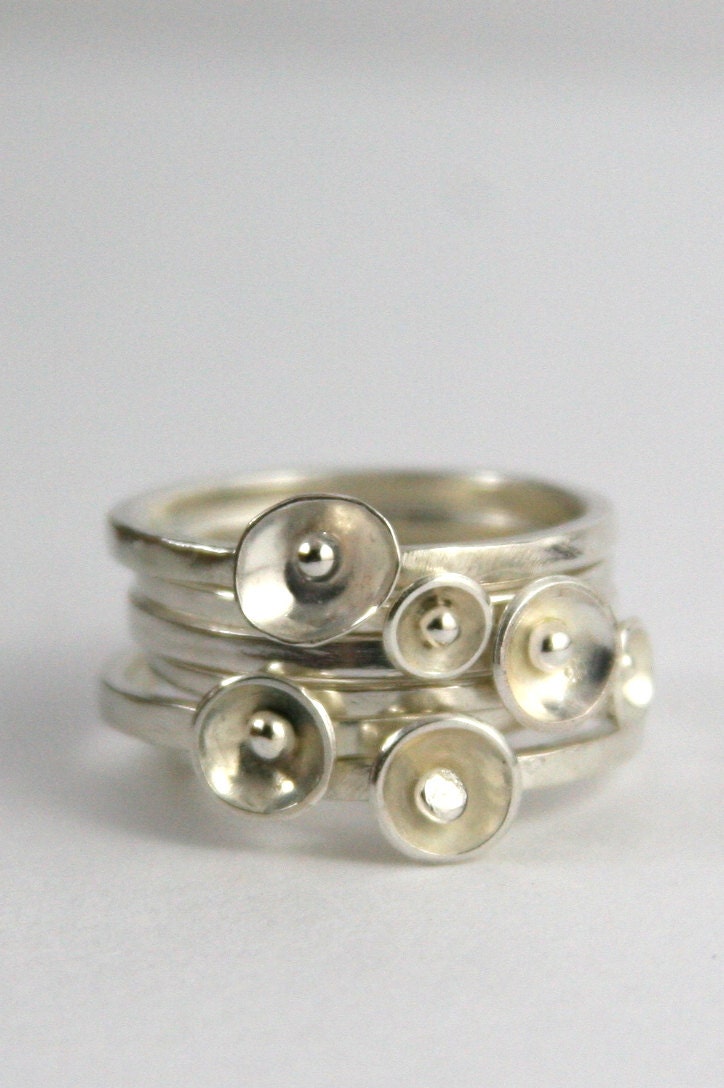 Set of Three Sweet Poppy Stacking Rings