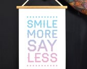 Smile More Say Less Typography Canvas Pull Down Chart in Rainbow - 140CV
