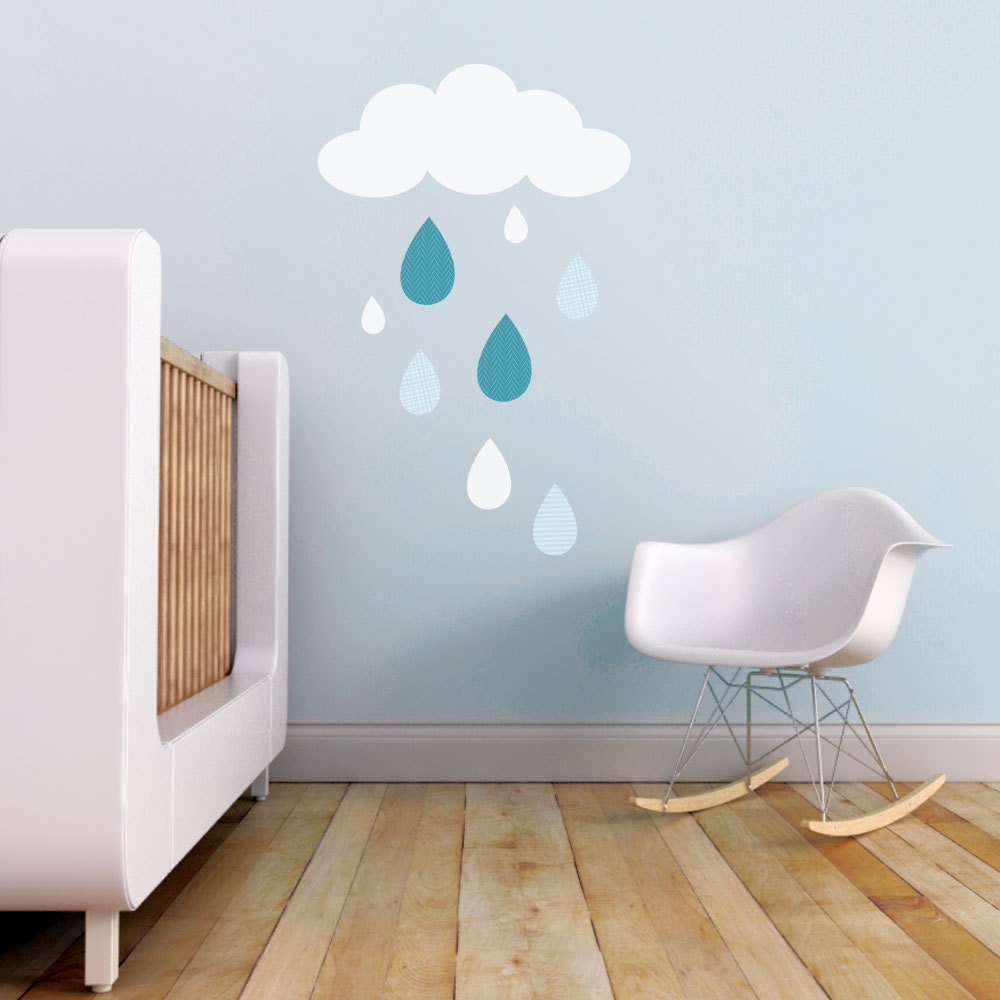 Kids Wall Decal - Rain Drops Children Wall Decal