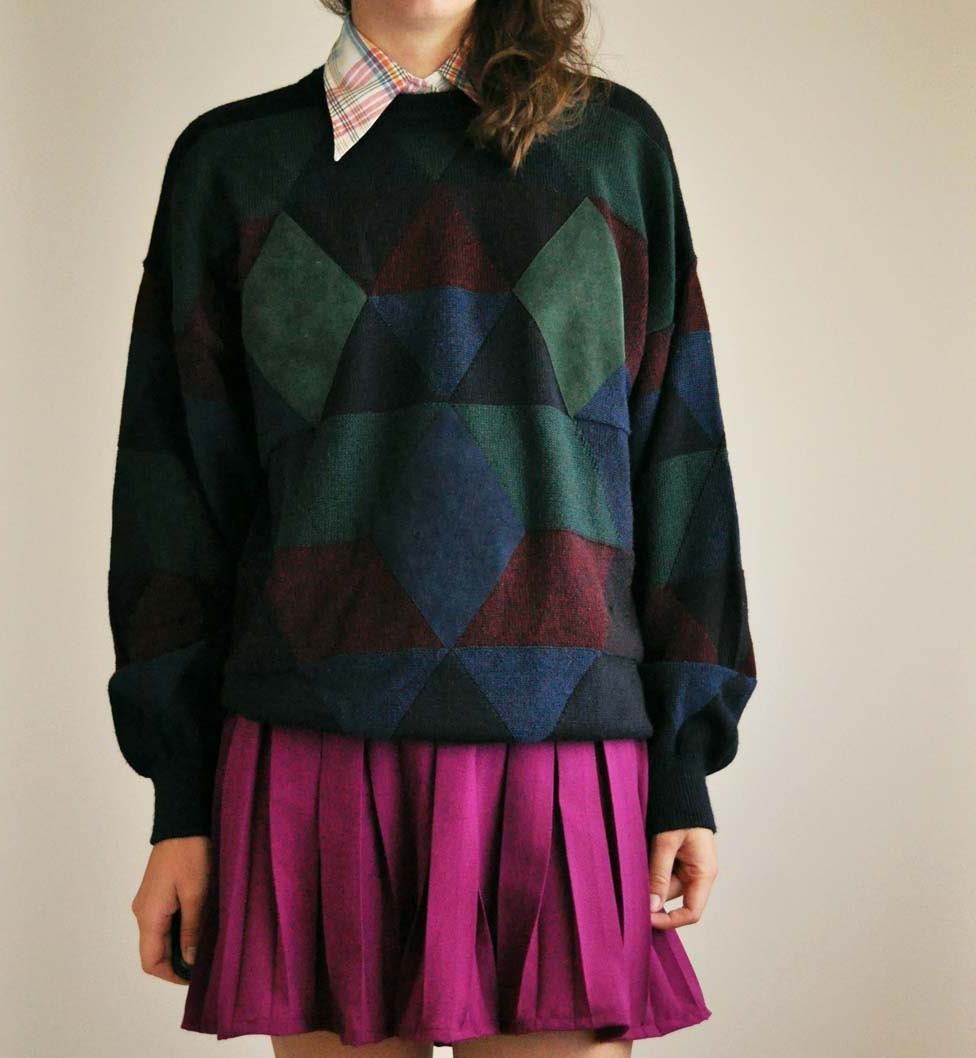 Leather Patch Vintage Sweater