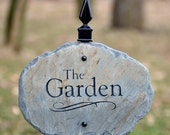 Carved Garden Sign ( Marker ) with Stake / Slate