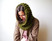 The Manhattan Cowl Hand Knit in Cilantro Wool Blend - READY TO SHIP