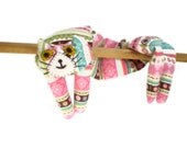 Flat Cat Rice Heat Cold Pack Microwavable for Neck Head Shoulders Pink White Green Blue Brown Stripe Cat