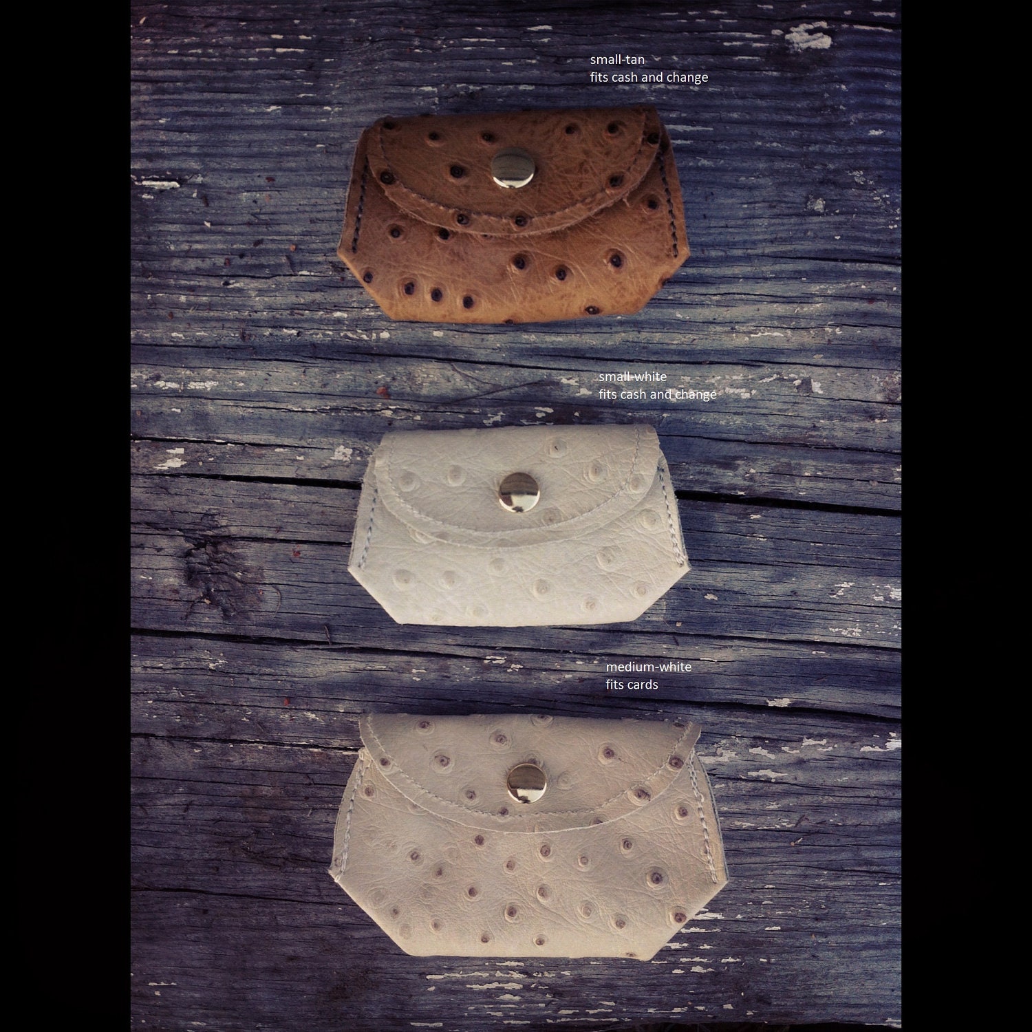 MEDIUM ostrich leather wallet, in white