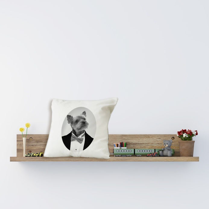 York portrait original pillow cushion cover cotton, personalized with the animal of your choice