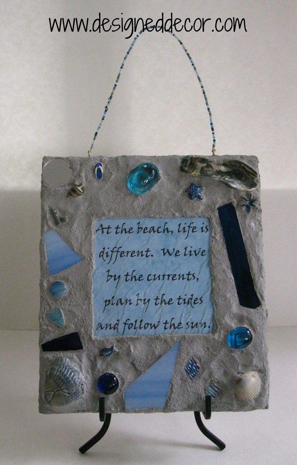 Wall Decor Mosaic Beach Quote Plaque by DesignedDecor on Etsy