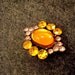 SALE // Vintage Brooch Topaz Pink Rhinestone Jelly Cab Foil Back