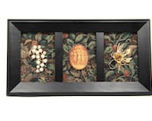 Framed Vintage Jewelry Art on Tapestry - In the Garden