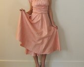 1950s Blush Cocktail Dress  //  50s Formal Party Dress  // XS Ballet Slipper Pink Full Skirt Cap Sleeves  //  Shantung Silk Pastel Pink Gown