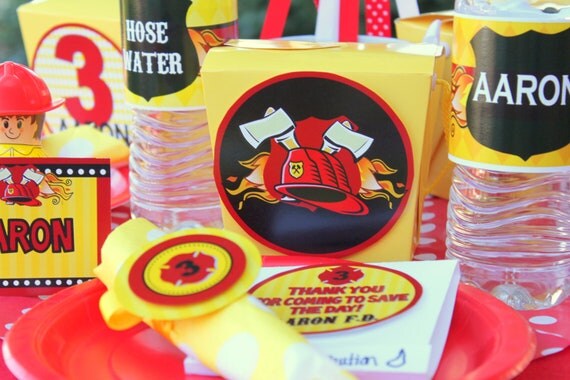 FIREMAN BIRTHDAY - Fire Fighter Party - THANK You Circles Instant Download - Fire Department - Boys Birthday - Man Party -Krown Kreations Il_570xn