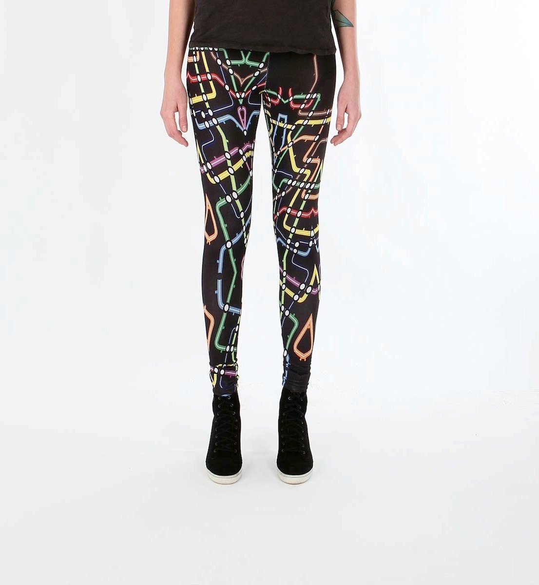 SALE .Avant Garde  BAMBOO leggings. METRO lines  pattern.
