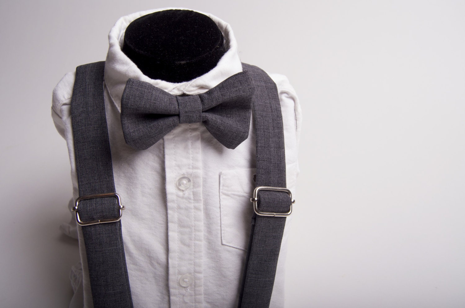 Grey Bow Tie & Suspenders Set Baby Toddler Child by DapperGent