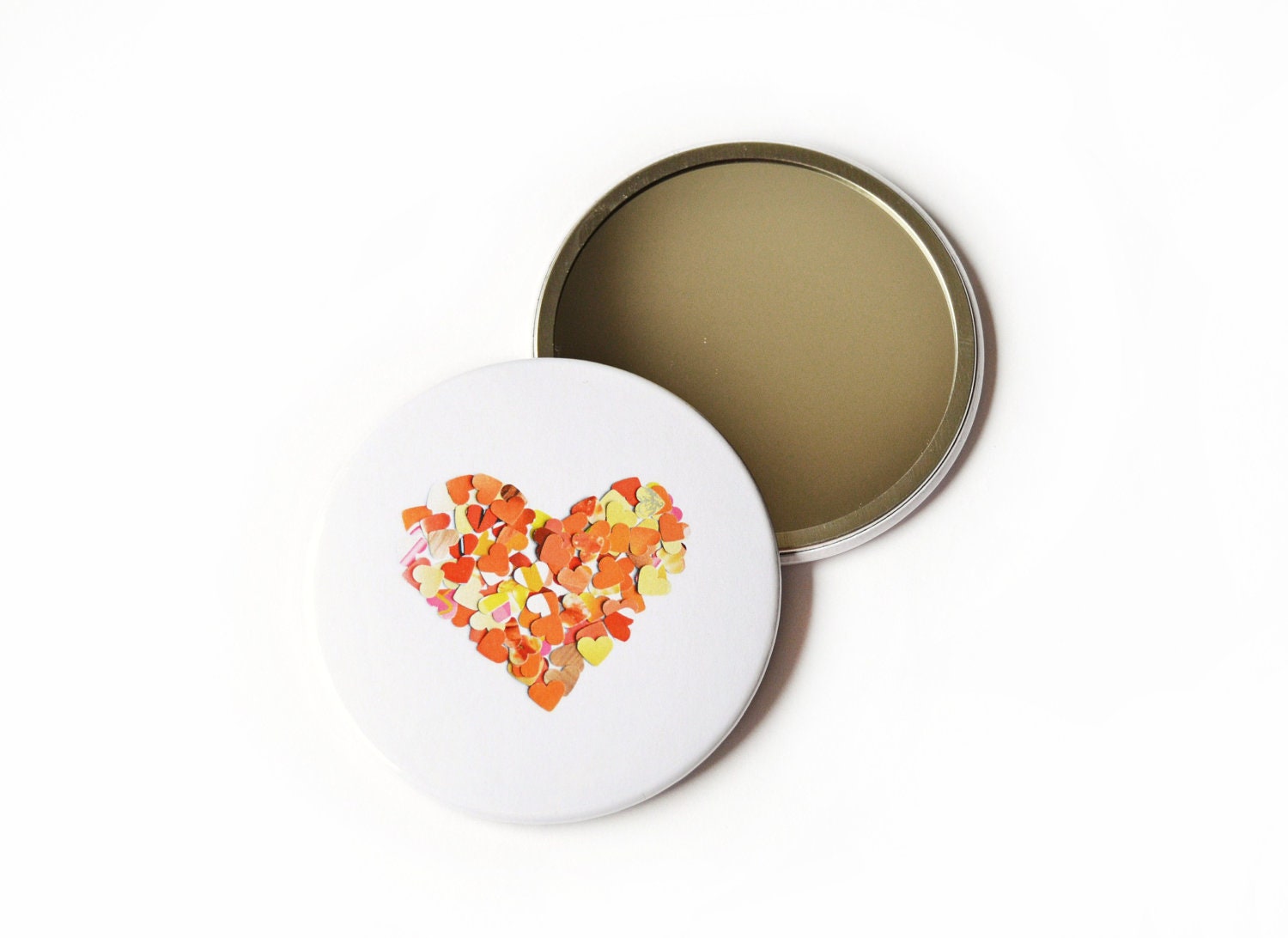 Orange heart pocket mirror