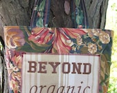 Beyond Organic Tote made from Recycled Material - Bright Fall Colors Red/Blue/Gold - Embroidery - Applique - Sturdy - 4-Bag Set - LandFallFarm
