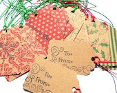20% OFF - Country Christmas Tags - Cardstock, Stamped - Red, Green- To and From - Handmade Christmas Tags (25)