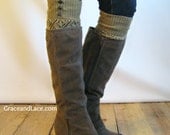 SALE SALE LouLou - Gold: Open-work Knit Leg Warmers with Antique Gold Metal Military Buttons - Legwarmers (item no. 9-11)