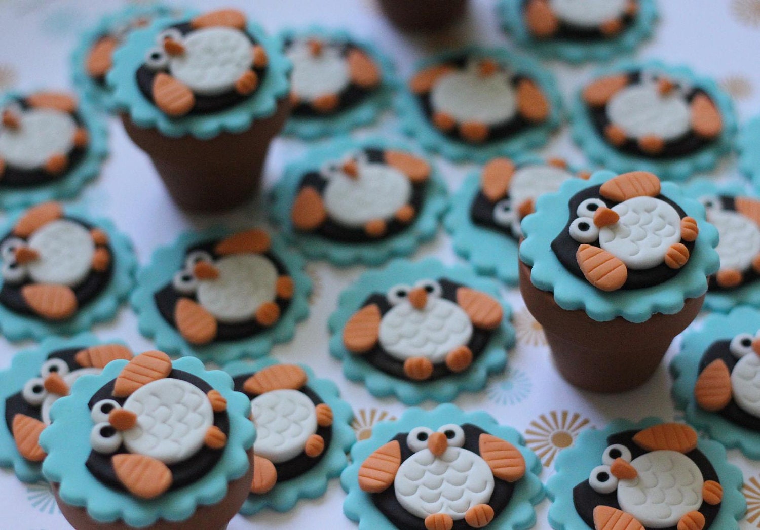 24-Piece Whimsical Owl-Themed Fondant Toppers - Perfect for Cupcakes, Cookies and Other Edibles