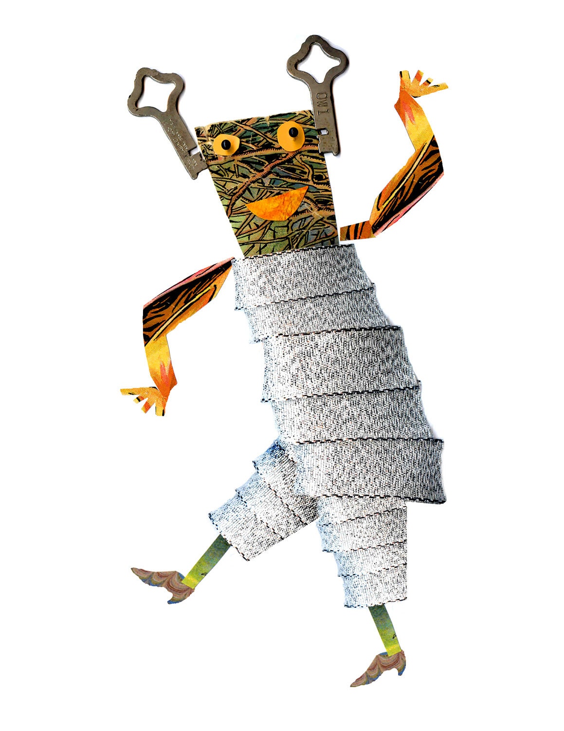 robot 5, cut paper robot, mixed media robot