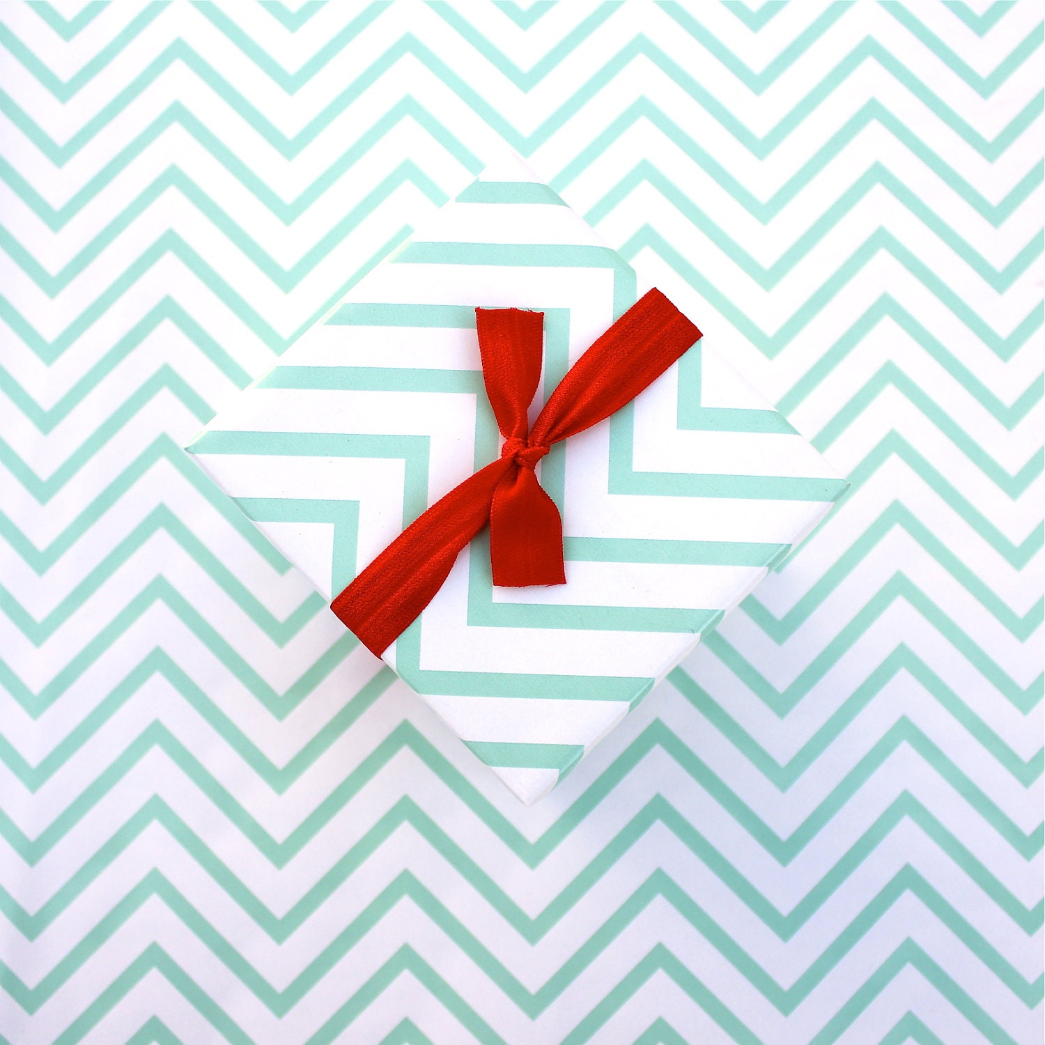 Chevron Wrapping Paper - Mint Green/White - Red/White - Gray/White