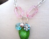 Vintage Charm Necklace Fireman Hat Kids Stocking Stuffer Green, Pink Aqua Blue Shabby Chic Girl Silver Crack Jack Fire Hat - Tip O' The Hat