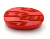 Cherry Red Bakelite Button, Vintage Sewing, Large Button, Carved, Art Deco