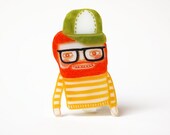 TOBIAS - shrink plastic brooch, beardy red-haired friend