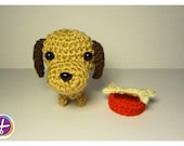 Dachshund Dog & Food Bowl with Bone Amigurumi