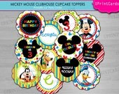 DIY PRINTABLE - Mickey Mouse Clubhouse Cupcake Toppers - Birthday Party - Personalized Party Circles - Digital Printable JPEG file