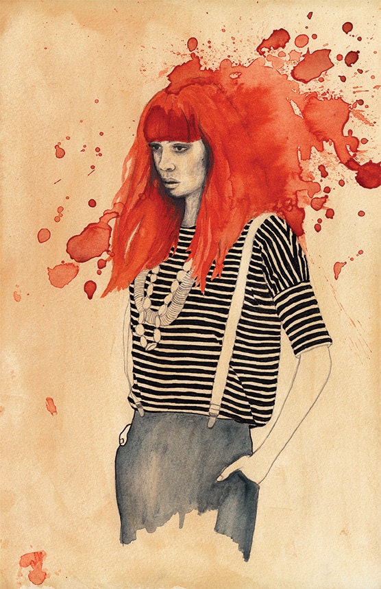 Redhead -  LIMITED EDITION PRINT Watercolour & Graphite Illustration - Giclee A4 Print