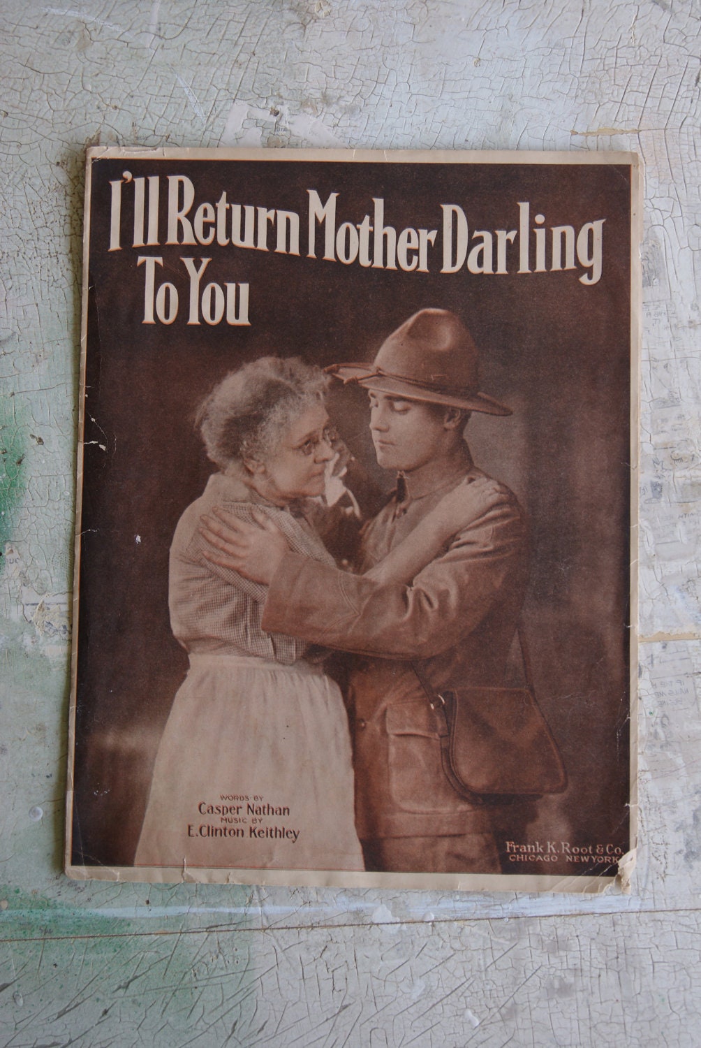 ILL Return Mother Darling To You Vintage Sheet Music WWI Soldier Dough Boy Ephemera