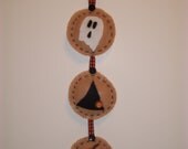 HALLOWEEN WALL DECORATION Decorated with a Rustic  Witch Ghost and Pumpkin Price Reduced