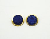 Semi Precious 'Sapphire' stud earrings (blue circle)