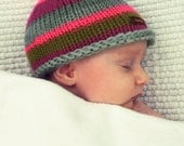 Knit striped baby hat newborn